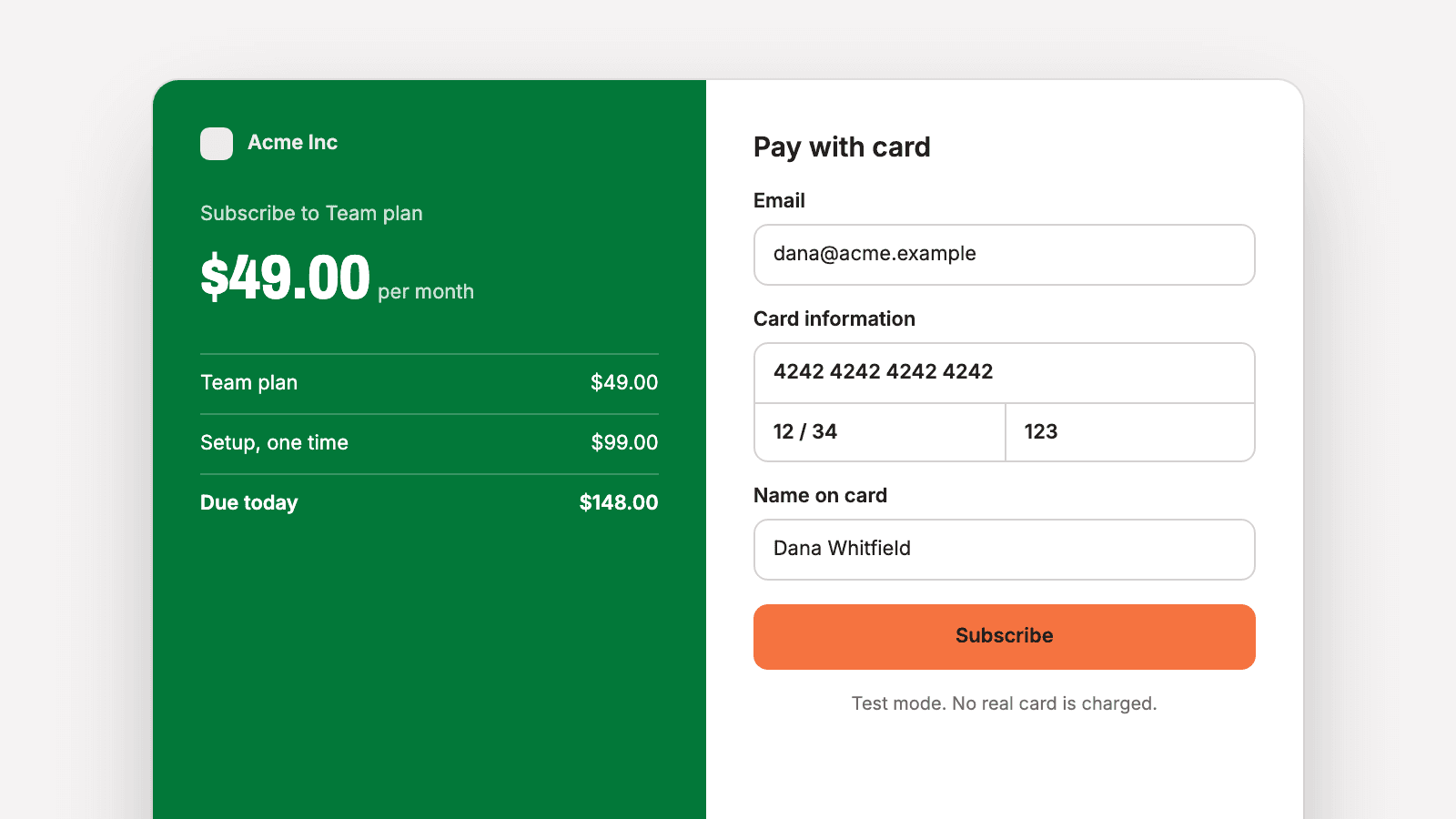 Illustration of a hosted checkout page for a subscription